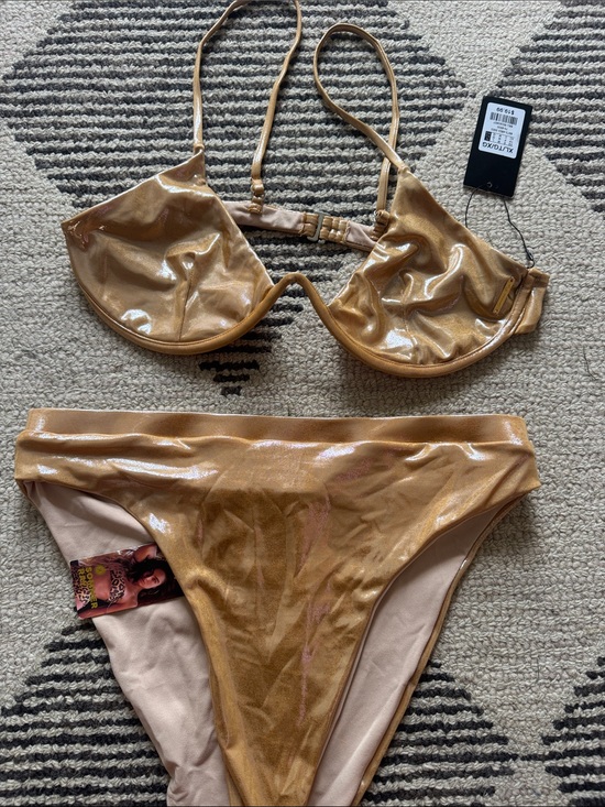 Sommer Ray Other - Metallic Gold High-Shine Bikini Set – Women Swim Bikinis